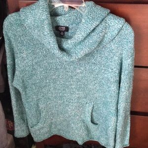 Turquoise Cowl Neck Sweater
